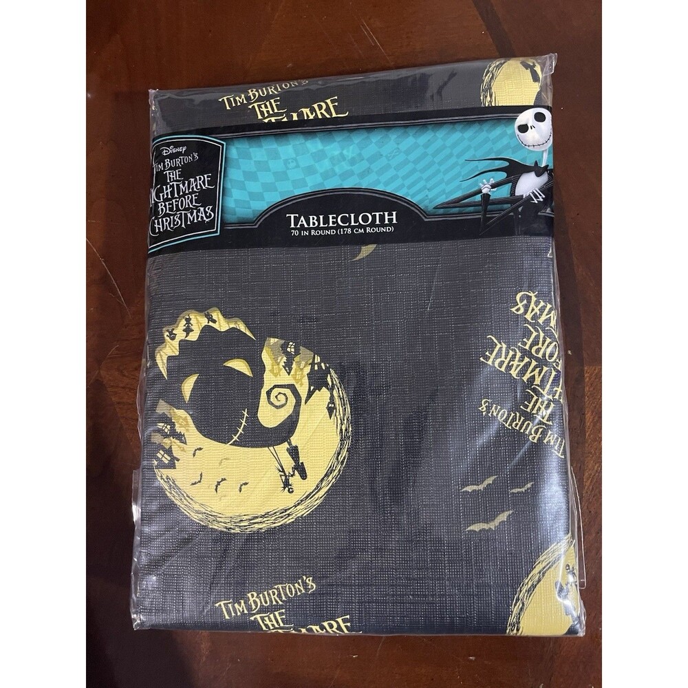 2 Disney Nightmare Before Christmas Tablecloths 70” Round And 60”X102” Rectangle